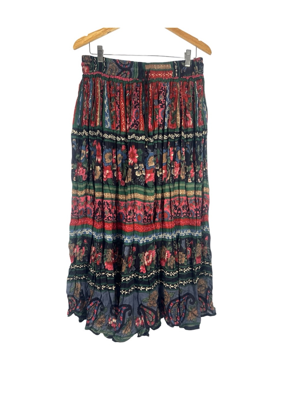 Backroad Blues Vintage Printed Skirt Drawstring Waist Cotton Size 10